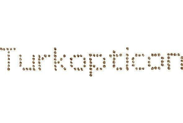 Turkopticon written in brown, and with a style where each letter is created from a bunch of dots 